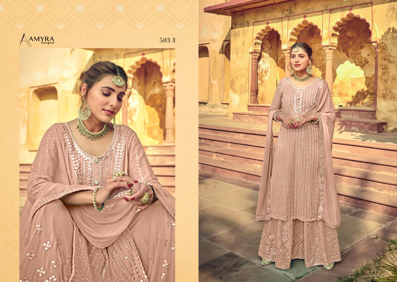 Amyra Nazakat Rich Latest Fancy  Designer Look Heavy Georgette with heavy exclusive mirror embroidery Fastive Wear Salwar Kameez Collection